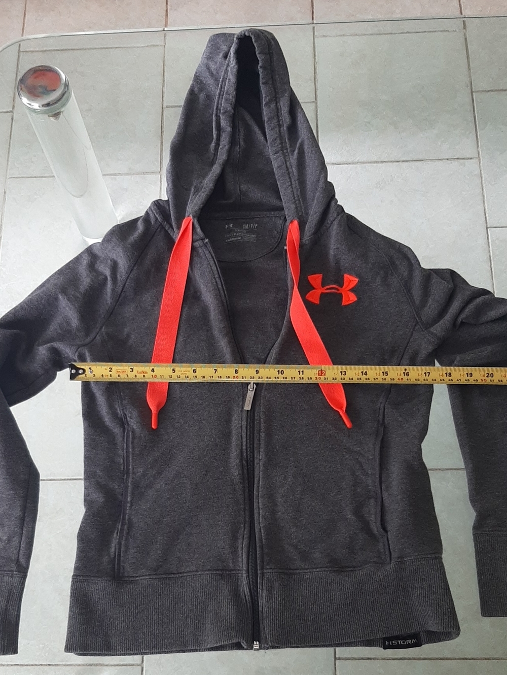 2 Under Armour⚒Y2K Charcoal Pullover➕Zip-up Hoodies-bright PINK/RED Logos Sz S/M - Picture 7 of 10